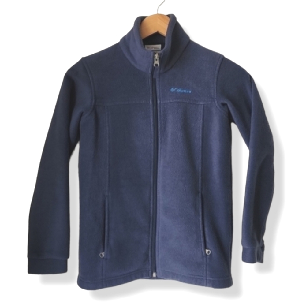 Columbia Full Zip Fleece Jacket Kids Boys Girls Size M 10 12 Navy Blue